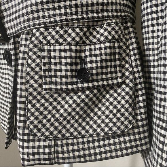 Carlisle Black & White Gingham Wool Blend Button Front Blazer/Coat Womens Size 8 - Picture 11 of 16